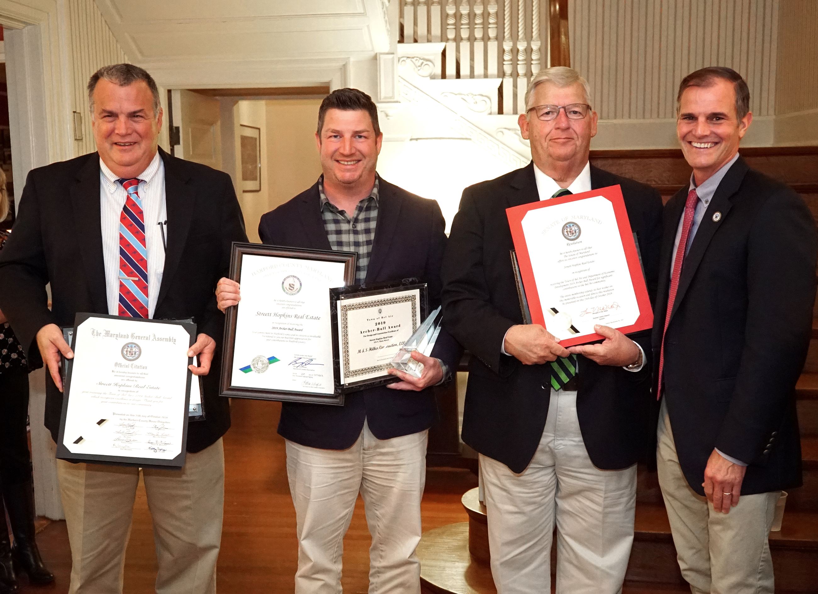 Tim Hopkins, Chris Streett, Dr. Richard Streett, Harford County Director of Administration Billy Boniface
